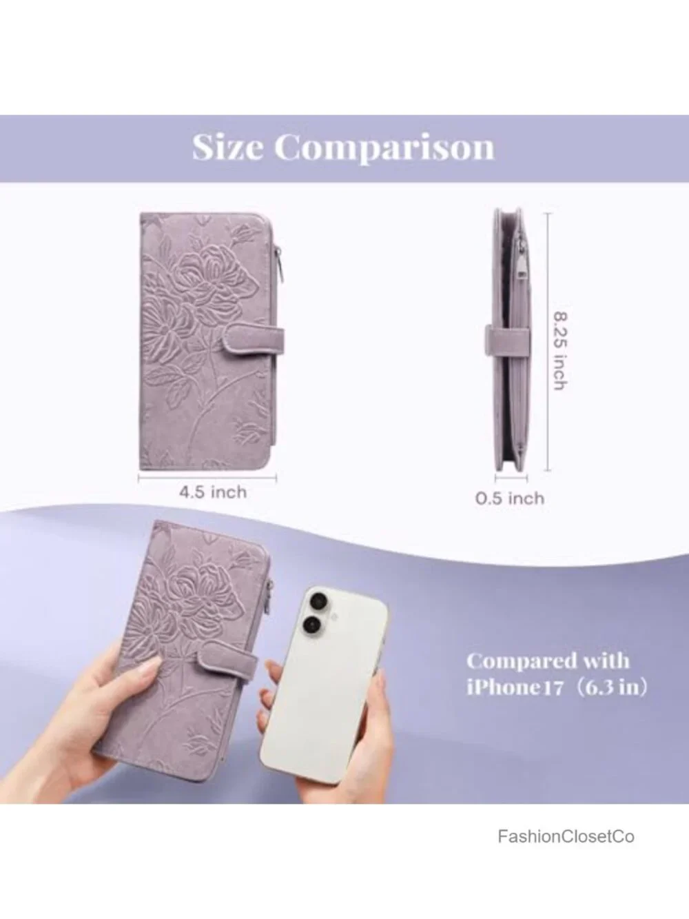 RFID Blocking Slim Vegan Leather Wallet with Zipper Coin Pocket